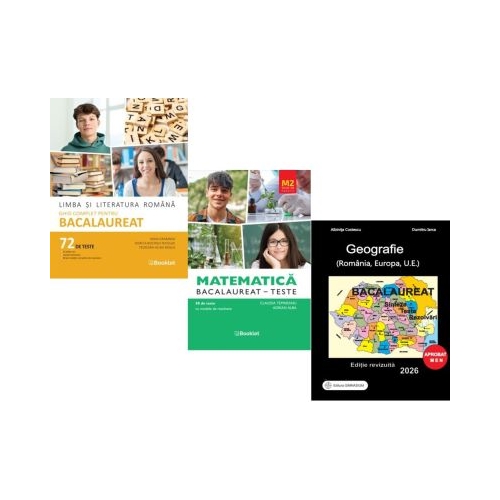Pachet Bacalaureat 2026. Limba si literatura romana 72 teste complete Matematica M2 Profil Stiinte ale naturii si Geografie Sinteze Teste Rezolvari - Mimi Gramnea Claudia Temneanu Albinita Costescu