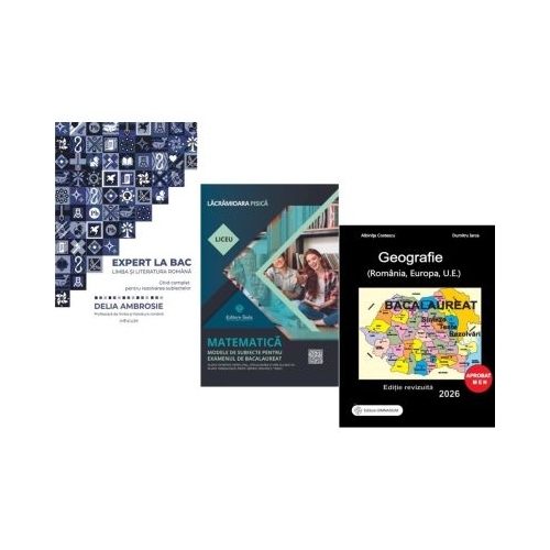 Pachet Bacalaureat 2026. Ghid complet Limba si literatura romana Matematica. Modele de subiecte Filiera tehnologica servicii si Geografie Sinteze Teste Rezolvari - Delia Ambrosie Lacramioara Pisica Albinita Costescu