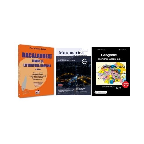 Pachet Bacalaureat 2026. Limba si literatura romana Matematica pe intelesul tuturor 2026. M-mate-info M-stiintele naturii si Geografie Sinteze Teste Rezolvari - Mariana Badea Teohar Mihadas Albinita Costescu