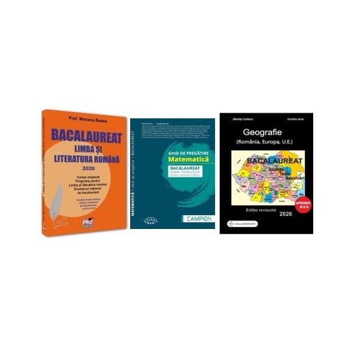 Pachet Bacalaureat 2026. Limba si literatura romana Matematica filiera tehnologica servicii resurse si tehnic si Geografie Sinteze Teste Rezolvari - Mariana Badea Marius Burtea Albinita Costescu