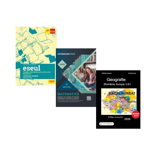 Pachet Bacalaureat 2026. Eseul. Pregatire individuala pentru proba scrisa Matematica. Modele de subiecte pentru Filiera tehnologica Servicii si Geografie Sinteze Teste Rezolvari - Liliana Paicu Lacramioara Pisica Albinita Costescu