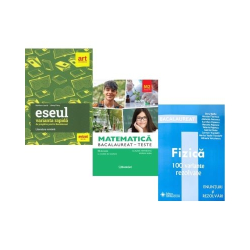 Pachet Bacalaureat 2026. Eseul. Varianta rapida de pregatire Matematica M2 Profil Stiinte ale naturii. Teste si Fizica 100 variante rezolvate - Liliana Paicu Claudia Temneanu Doru Badiu