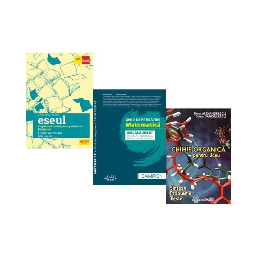 Pachet Bacalaureat 2026. Eseul. Pregatire individuala pentru proba scrisa Matematica filiera tehnologica servicii resurse si tehnic si Chimie organica pentru liceu - Liliana Paicu Marius Burtea Elena Alexandrescu