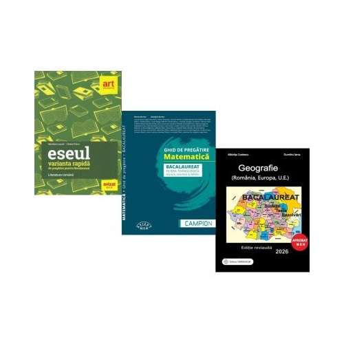 Pachet Bacalaureat 2026. Eseul. Varianta rapida de pregatire Matematica. Filiera tehnologica servicii resurse si tehnic si Geografie Sinteze Teste Rezolvari - Liliana Paicu Marius Burtea Albinita Costescu