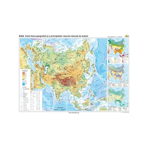 Asia. Harta fizico-geografica si a principalelor resurse naturale de subsol 160x120 cm CR-3111A
