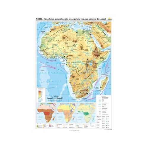 Africa. Harta fizico-geografica si a principalelor resurse naturale de subsol 100x140 cm CR-3119B