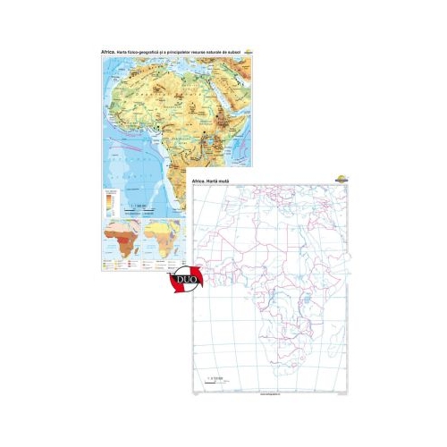 Africa. Harta fizico-geografica si a principalelor resurse naturale de subsol Duo 120x160 cm CR-3119DA