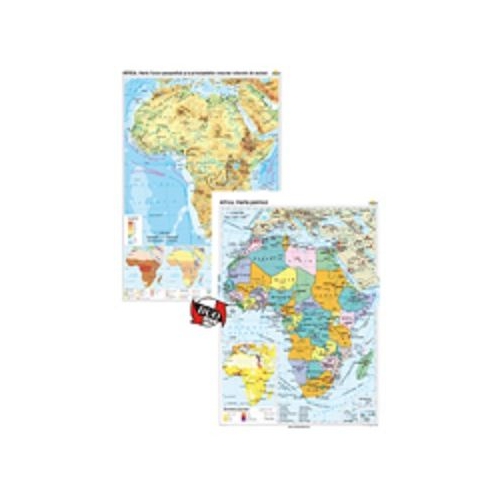 Africa. Harta fizico-geografica si a principalelor resurse naturale de subsol si Africa. Harta politica  Duo Plus 100x140 cm CR-3119DPB