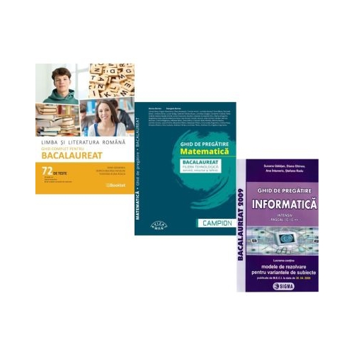Pachet Bacalaureat 2026. Limba si literatura romana Ghid complet cu 72 teste Matematica filiera tehnologica servicii resurse si tehnic siInformatica clasele 11-12 intensiv Pascal CC - Mimi Gramnea Marius Burtea Susana Galatean