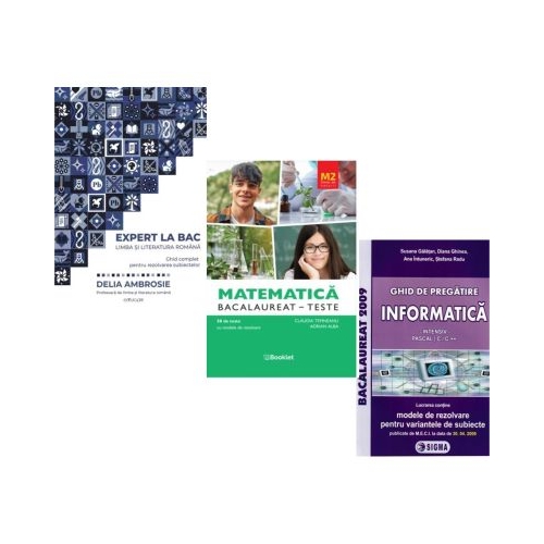 Pachet Bacalaureat 2026. Ghid complet Limba si literatura romana Matematica M2 Stiinte ale naturii si Informatica clasele 11-12 intensiv Pascal CC - Delia Ambrosie Claudia Temneanu Susana Galatean