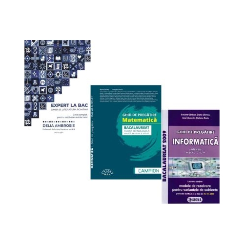 Pachet Bacalaureat 2026. Ghid complet Limba si literatura romana Matematica. filiera tehnologica servicii resurse si tehnic si Informatica clasele 11-12 intensiv Pascal CC - Delia Ambrosie Marius Burtea Susana Galatean