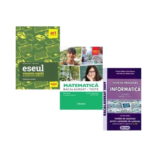 Pachet Bacalaureat 2026. Eseul. Varianta rapida de pregatire Matematica M2 Stiinte ale naturii Informatica clasele 11-12 intensiv Pascal CC - Liliana Paicu Claudia Temneanu Susana Galatean