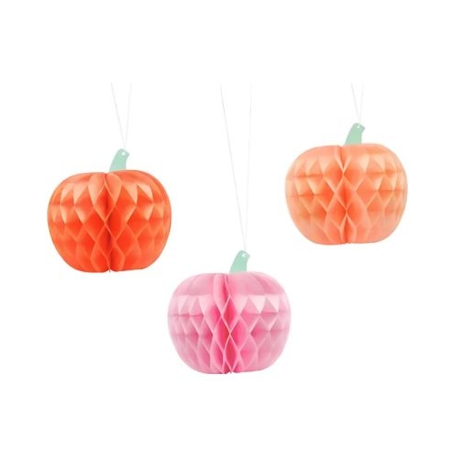 Figurina dovleac 24cm hartie fagure PartyTime Halloween set 3 buc