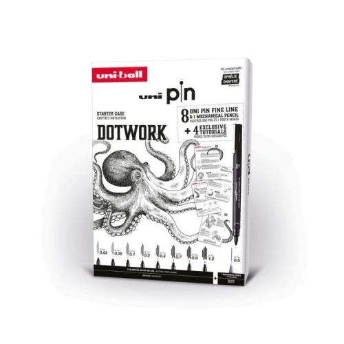 Set cadou 8x Liner UNI PIN-200 DOTWORK 1 creion mecanic 0. 5 4 tutoriale carton