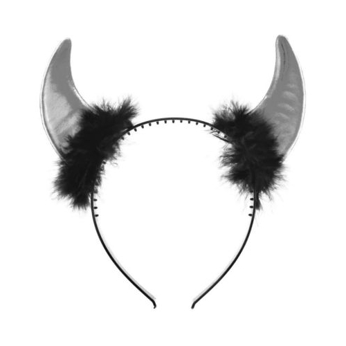 Bentita coarne de diavol PartyTime Halloween argintiu metalic 21cm