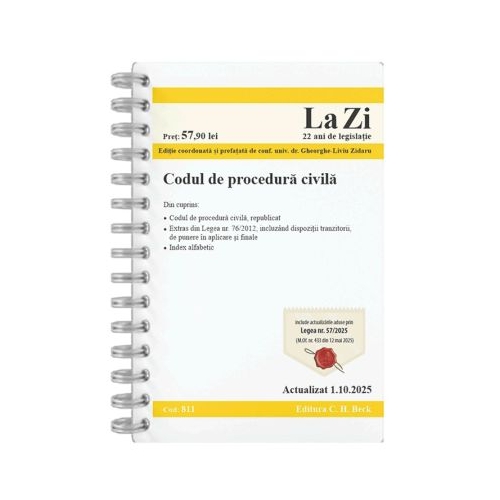 Codul de procedura civila. Actualizat la 01. 10. 2025 - Gheorghe-Liviu Zidaru
