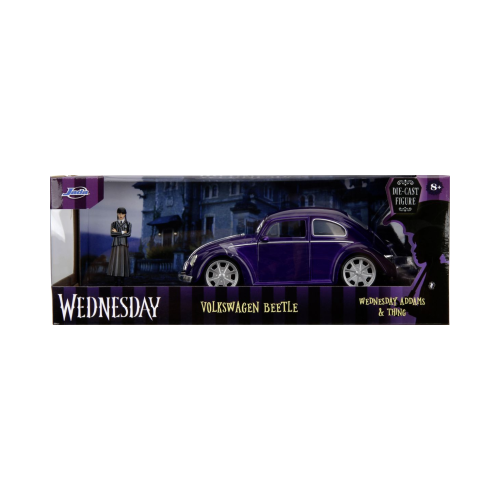 Wednesday Set masinuta metalica Volkswagen Beetle 1 24 si figurina metalica 7 cm Jada