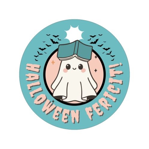 Insigna rotunda albastra Halloween fericit
