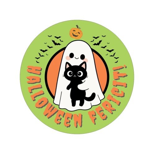 Insigna rotunda verde Halloween fericit