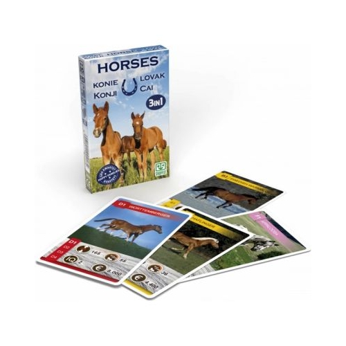 Set 3 jocuri cu carti intr-un singur pachet - Tema Cai