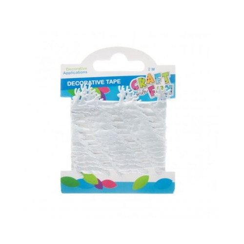 Banda decorativa reni 2. 5cm x 2m plastic argintiu Craft with Fun Decorative Tape 463488