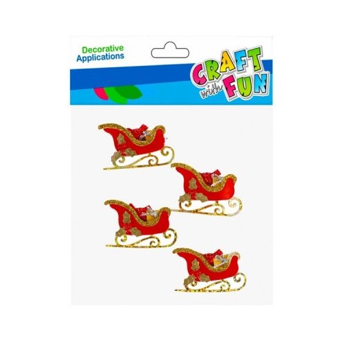 Accesorii creatie sania lui Mos Craciun decoratiune Craciun set 4 buc Craft with Fun 501400