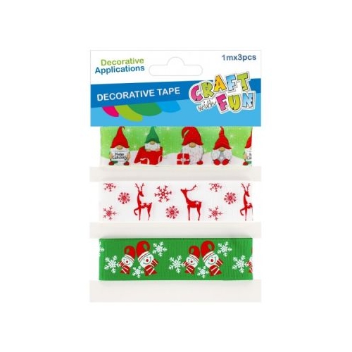Accesorii creatie banda decorativa Craciun 3 modele x 1m Craft with Fun 545869