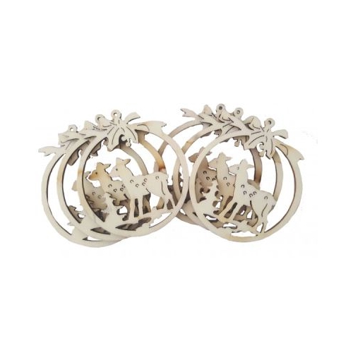 Accesorii creatie lemn decupat glob cu caprioara set 6 buc Colorarte FS-MF