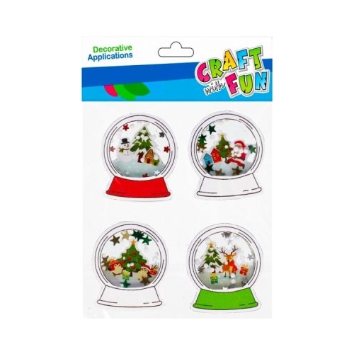 Forme decorative hartie gumata autoadeziva glob de Craciun diverse culori set 4 buc Craft with Fun 501364