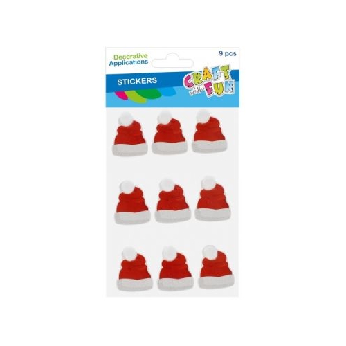 Accesorii creatie stickere autoadezive caciulite Mos Craciun set 9 buc Craft with Fun 545827