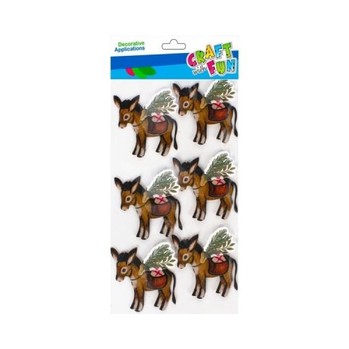 Forme decorative hartie gumata autoadeziva magarus de Craciun maro set 6 buc Craft with Fun 501770