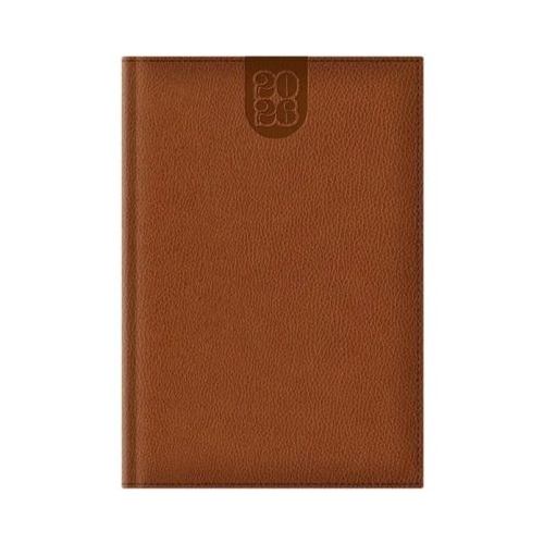 Agenda A5 datata 2026 Dakota EJ-1416 336 pagini ivory coperta buretata maro inchis cu margini aurii