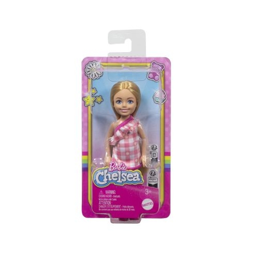 BARBIE PAPUSA CHELSEA BLONDA CU ROCHITA ROZ IN CAROURI