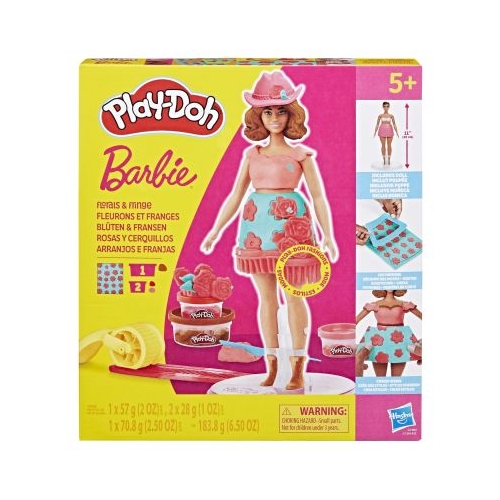 PLAY DOH BARBIE SET PLASTELINA CREATII VESTIMENTARE CU FLORI SI FRANJURI COWBOY