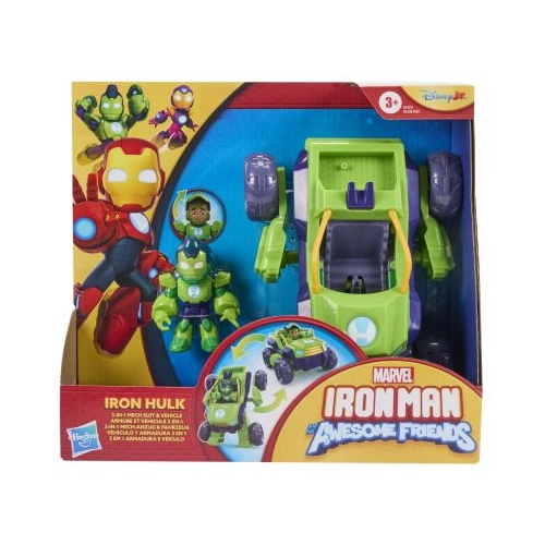 MARVEL IRON MAN SI PRIETENII SAI UIMITORI SET VEHICUL 2 IN 1 SI FIGURINA IRON HULK
