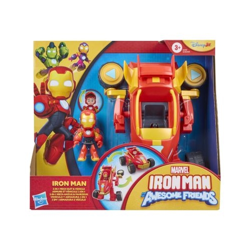 MARVEL IRON MAN SI PRIETENII SAI UIMITORI SET VEHICUL 2 IN 1 SI FIGURINA IRON MAN