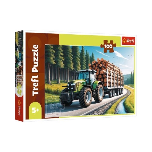 PUZZLE TREFL 100 TRACTOR FORESTIER CU LEMNE