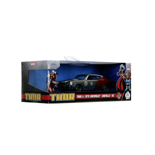 JADA MARVEL SET FIGURINA METALICA THOR SI MASINUTA CHEVY CHEVELLE SS SCARA 1 LA 32