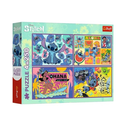 PUZZLE TREFL 4X250 DISNEY UIMITORUL STITCH