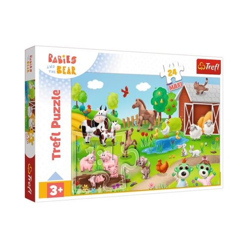 PUZZLE TREFL 24 MAXI BABIES AND THE BEAR ANIMALE LA FERMA
