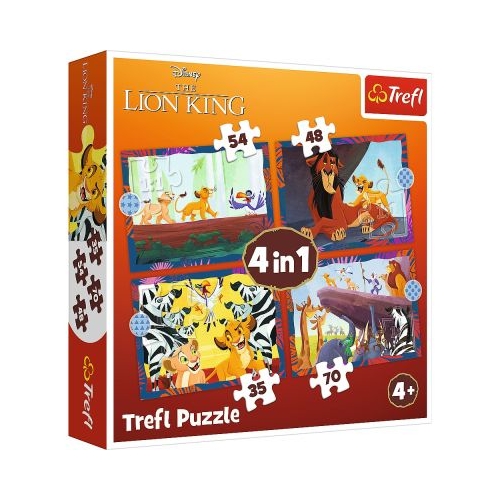 PUZZLE TREFL 4IN1 DISNEY REGELE LEU