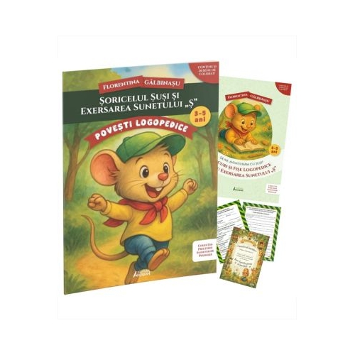 Pachet Logopedic corectare pronuntie sunet S Soricelul Susi Poveste caiet de exercitii si diploma