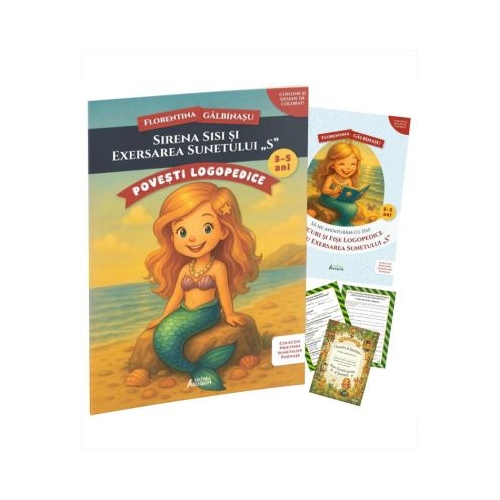 Pachet Logopedic corectare pronuntie sunet S Sirena Sisi Poveste caiet de exercitii si diploma