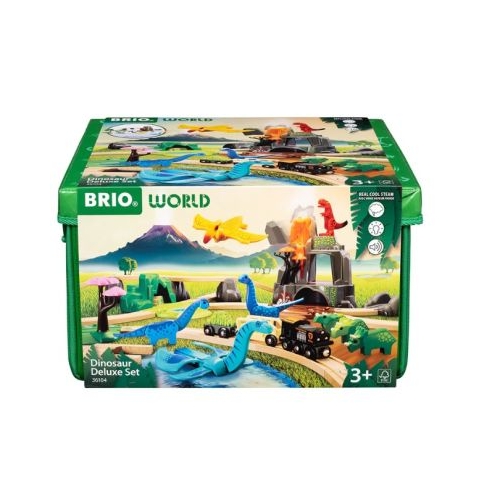 Set trenulet Deluxe in lumea dinozaurilor BRIO 3 ani