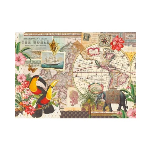 Puzzle 1000 piese  saculet Harta Lumii Kiub