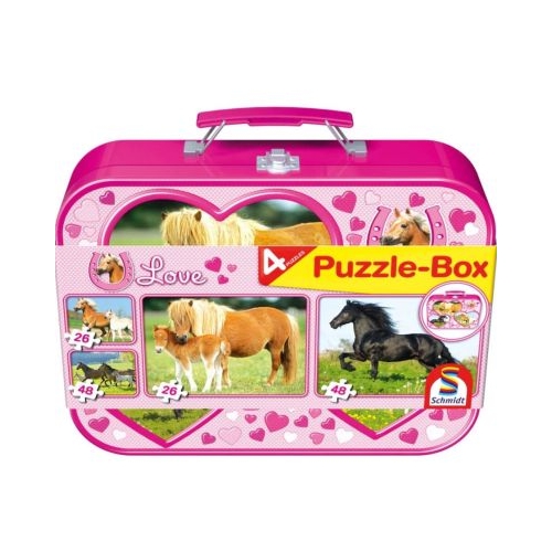 Set puzzle 2 x 26 piese si 2 x 48 piese  Bonus cufar metalic Cai Schmidt