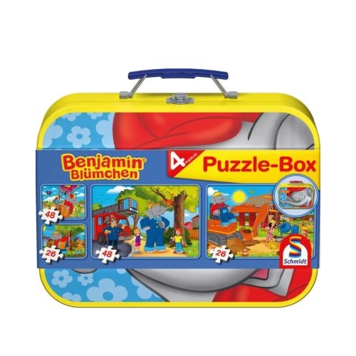 Set puzzle 2 x 26 piese si 2 x 48 piese  Bonus cufar metalic Elefantul Benjamin Schmidt