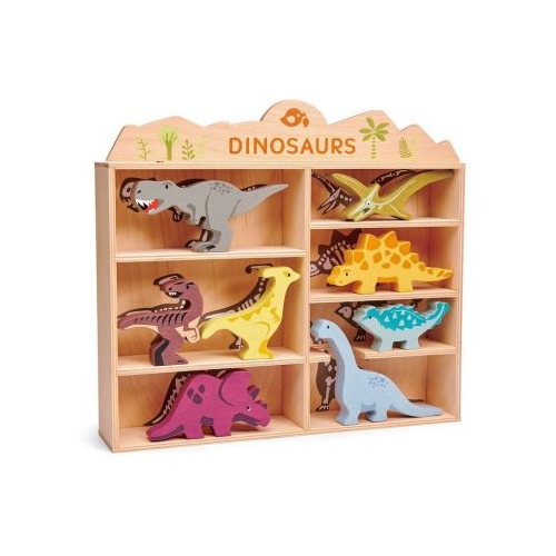 Dinozauri pe raft din lemn premium Dinosaurs Collection 8 piese