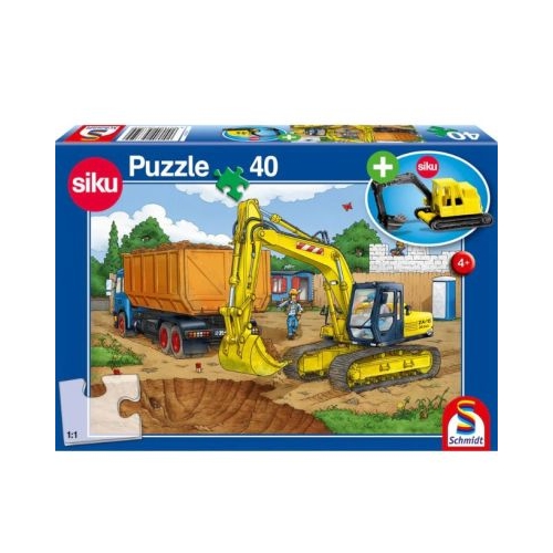 Puzzle 40 piese  Cadou macheta Siku Excavator Schmidt