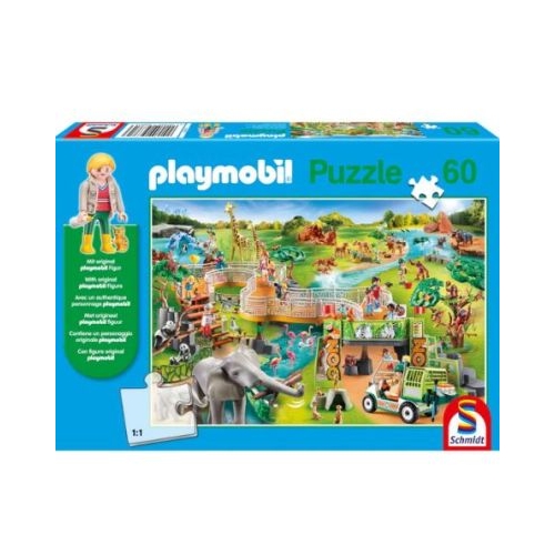 Puzzle 60 piese Gradina zoologica  Cadou Playmobil Schmidt